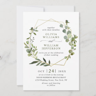 Moderne Eukalyptus Foliage Geometric Frame Wedding Einladung