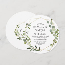 Moderne Eukalyptus Foliage Geometric Frame Wedding Einladung