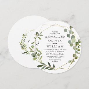 Moderne Eukalyptus Foliage Geometric Frame Wedding Einladung