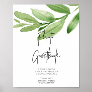 Moderne Eukalyptus-Foto-Gästebuch-Unterschrift für Poster