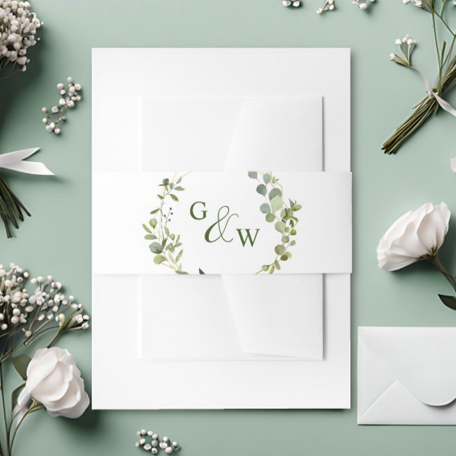 Moderne Eukalyptus Geometric Frame Wedding Einladungsbanderole (Von Creator hochgeladen)