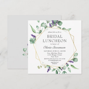 Moderne Eukalyptus-Geometrie-Rahmen Braut-Luncheon Einladung