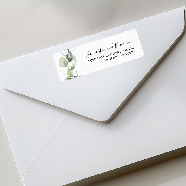 Moderne Eukalyptus Greenery Wedding Rücksendeadres (Modern Eucalyptus Greenery Wedding Return Address Label)