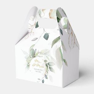 Moderne Eukalyptus-Grünpflanzen Gold Mr. & Mrs. Geschenkschachtel
