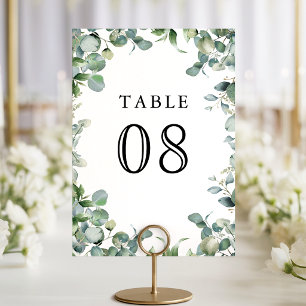 Moderne Eukalyptus-Grünzeug-Hochzeit Tischnummer