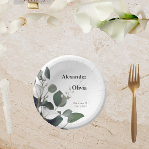 Moderne Eukalyptus-Hochzeit Pappteller