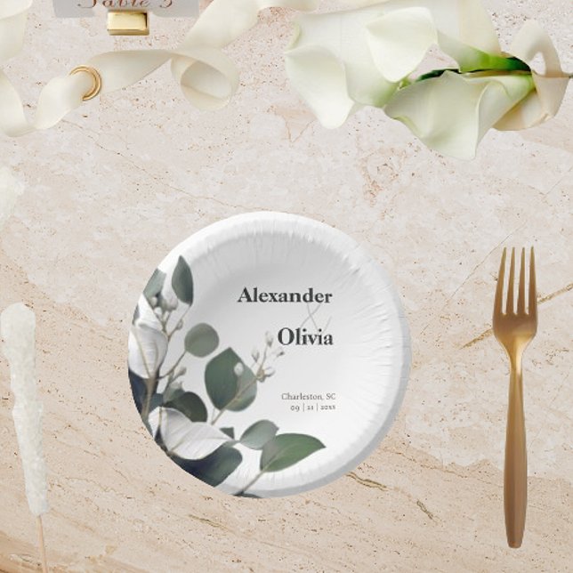 Moderne Eukalyptus-Hochzeit Pappteller (Modern Eucalyptus Wedding Paper Bowls)