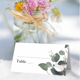 Moderne Eukalyptus-Hochzeit Platzkarte