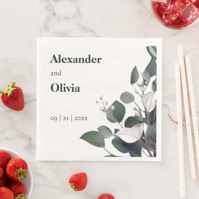 Moderne Eukalyptus-Hochzeit Serviette (Beispiel)