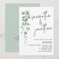 Moderne Eukalyptus-informelle Hochzeit