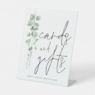 Moderne Eukalyptus-Karten geben SkriptWedding Sockelschild