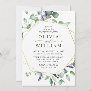 Moderne Eukalyptus Lavender Geometric Frame Weddin Einladung