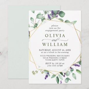 Moderne Eukalyptus Lavender Geometric Frame Weddin Einladung
