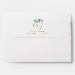 Moderne Eukalyptus Watercolor Gold Script Wedding
