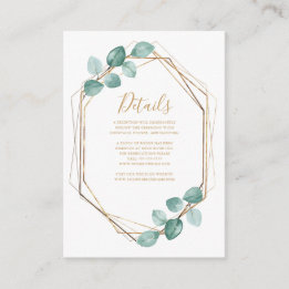 Moderne Eukalyptus Watercolor Gold Script Wedding Begleitkarte