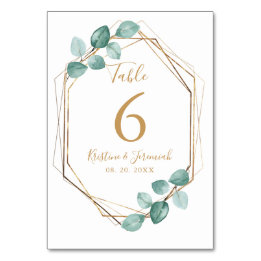 Moderne Eukalyptus Watercolor Gold Script Wedding Tischnummer