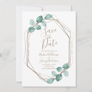Moderne Eukalyptus-Watercolor-Kaffeezitat Hochzeit Save The Date