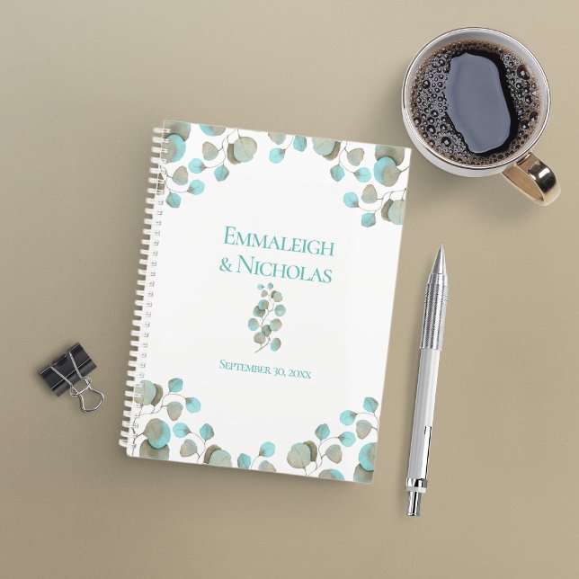 Moderne Eukalyptus Wedding | Rustikal Aquamarin Planer (Von Creator hochgeladen)