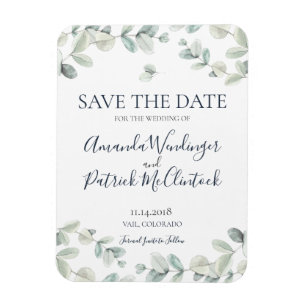 Moderne Eukalyptus Wedding Save the Date Magnete