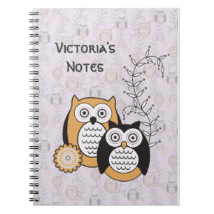 Moderne Eulen-personalisiertes Notizbuch Notizblock