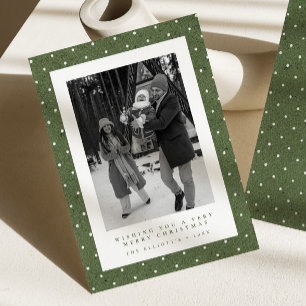 Moderne Evergreen-Tüpfel-Familienfoto-Weihnachten Feiertagskarte