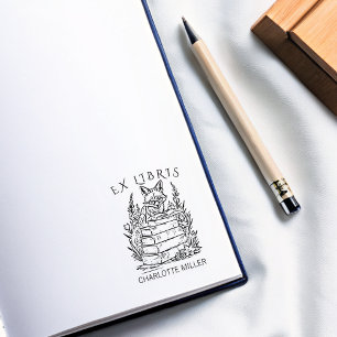 Moderne Ex Libris Fuchs-Bookplate Gummistempel
