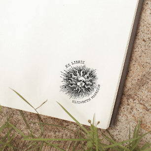 Moderne Ex Libris Vintage mystische Sonne, maßgesc Gummistempel