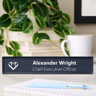 Moderne Executive Navy Blue Acryl-Schreibtisch-Nam Namensplakette