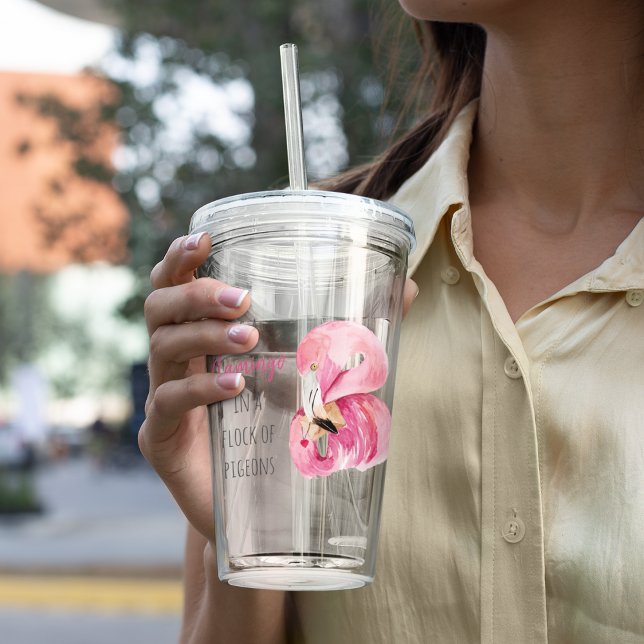 Moderne exotisch rosa Aquarellfärbung mit Zitat Acryltrinkbecher (Von Creator hochgeladen)