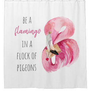 Moderne exotisch rosa Aquarellfärbung mit Zitat Duschvorhang
