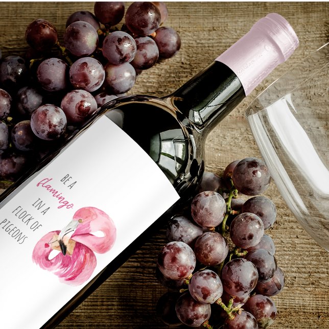 Moderne exotisch rosa Aquarellfärbung mit Zitat Weinetikett (Von Creator hochgeladen)