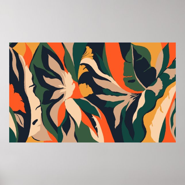 Moderne exotische Dschungel-Pflanze illustrieren M Poster (Vorne)