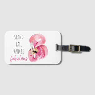 Moderne exotische Flamingos stehen hoch und seien  Gepäckanhänger