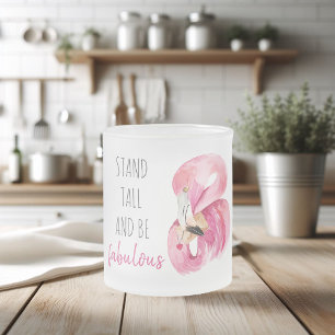 Moderne exotische Flamingos stehen hoch und seien Mattglastasse