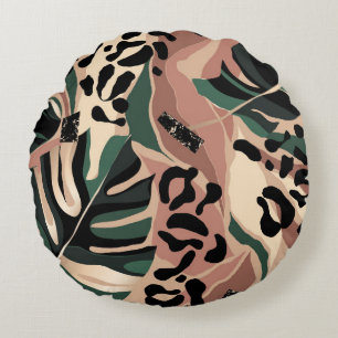 Moderne exotische Muster mit Leopardenhaut. kreati Rundes Kissen