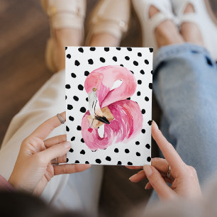 Moderne exotische rosa Aquarellfarben Flamingo & D Feiertagskarte