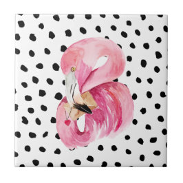 Moderne exotische rosa Aquarellfarben Flamingo & D Fliese