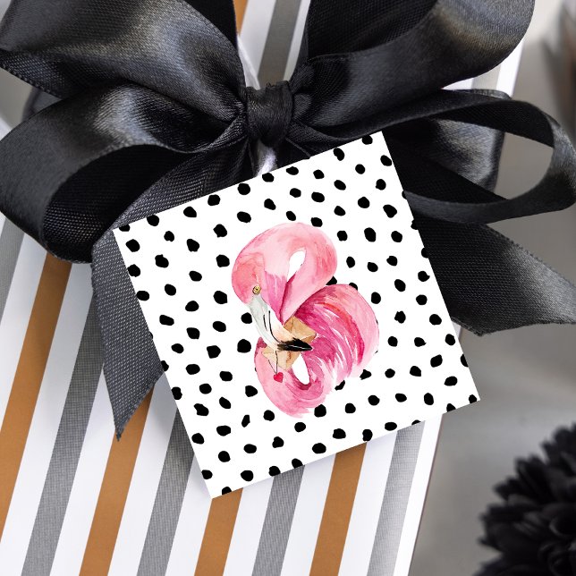 Moderne exotische rosa Aquarellfarben Flamingo & D Geschenkanhänger (Von Creator hochgeladen)