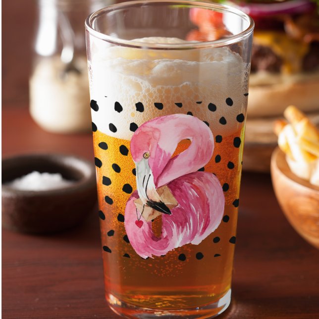 Moderne exotische rosa Aquarellfarben Flamingo & D Glas (Von Creator hochgeladen)