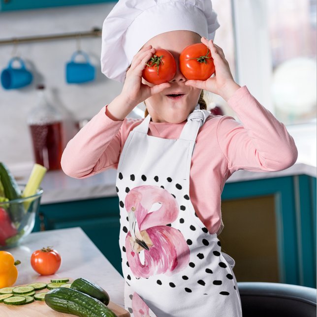 Moderne exotische rosa Aquarellfarben Flamingo & D Kinderschürze (Von Creator hochgeladen)