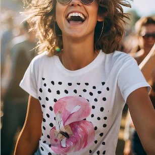Moderne exotische rosa Aquarellfarben Flamingo & D T-Shirt