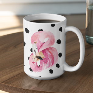 Moderne exotische rosa Aquarellfarben Flamingo & D Zweifarbige Tasse