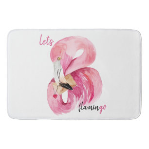 Moderne exotische Rosa Flamingo Wasserfarbe Badematte