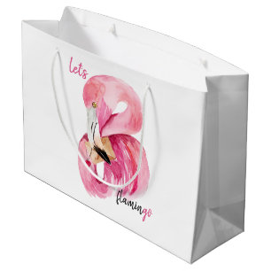 Moderne exotische Rosa Flamingo Wasserfarbe Große Geschenktüte
