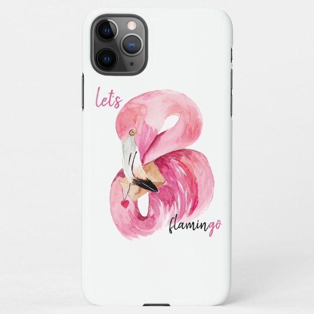 Moderne exotische Rosa Flamingo Wasserfarbe iPhone Hülle (Rückseite)