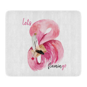 Moderne exotische Rosa Flamingo Wasserfarbe Schneidebrett