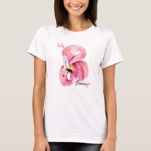 Moderne exotische Rosa Flamingo Wasserfarbe T-Shirt