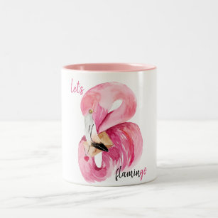 Moderne exotische Rosa Flamingo Wasserfarbe Zweifarbige Tasse