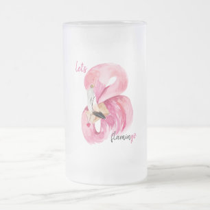 Moderne exotische rosa Let's Flamingo-Wasserfarbe Mattglas Bierglas