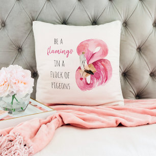 Moderne exotische rosa Wasserfarbe Flamingo mit Zi Kissen